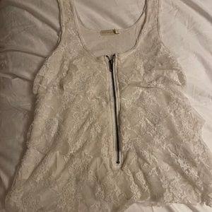 Lace white zipper tank from urban
